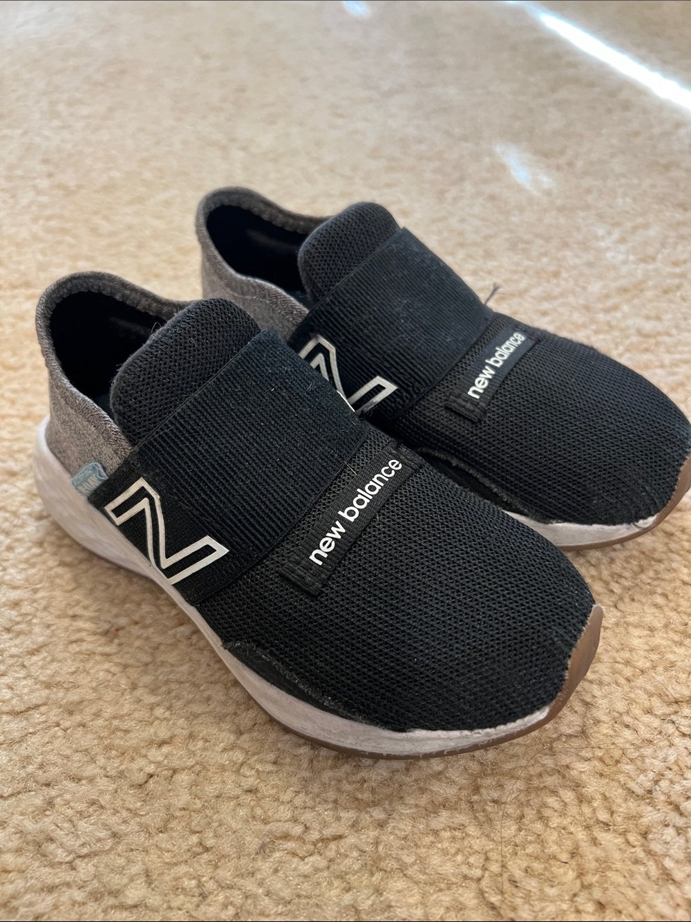 New Balance Kids Black and Gray Slip-On Athletic Sneakers